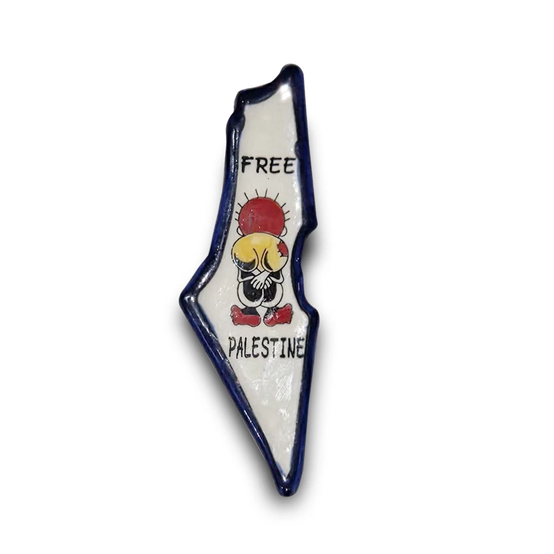 قطعة خزفية على شكل خريطة فلسطين مع مغناطيس مدمج